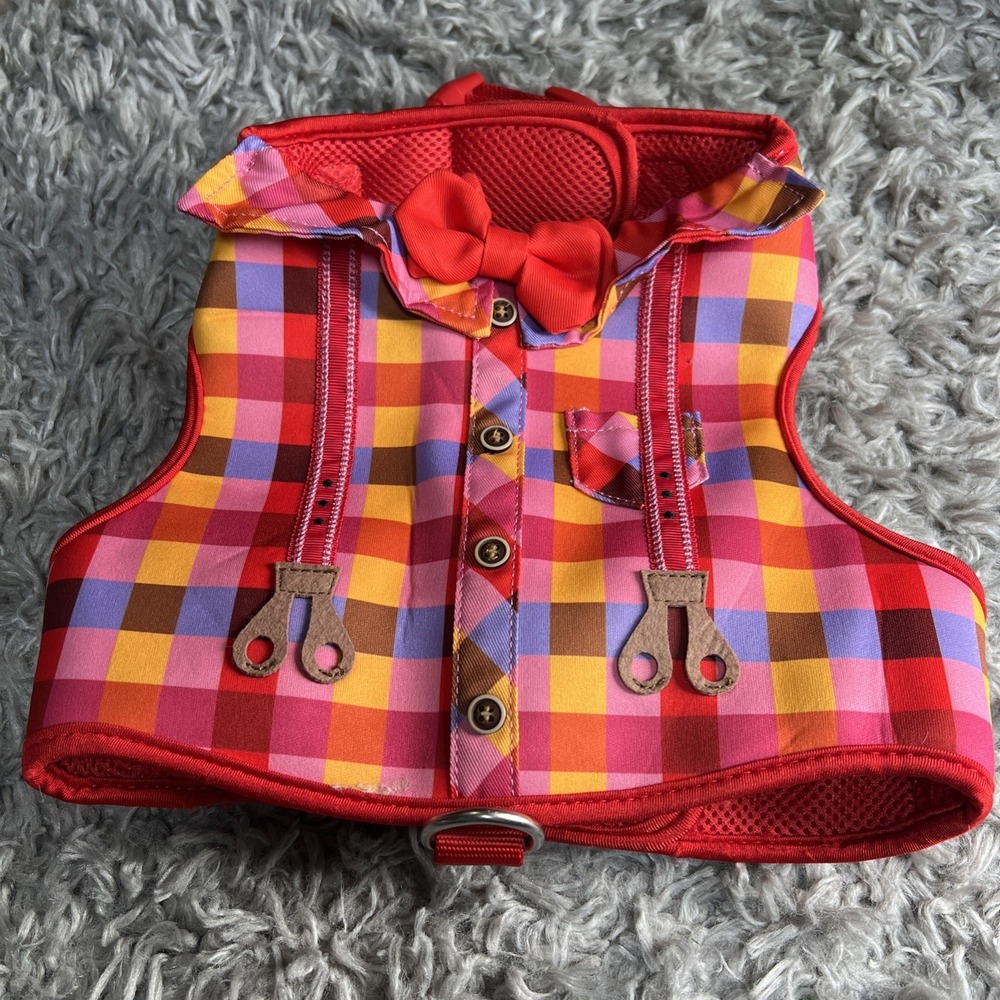 Top Paw Dog Harness Plaid Bowtie Medium Size Dog - Picture 3 of 6